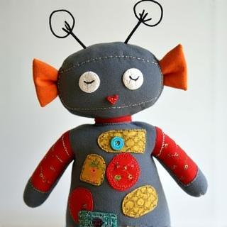 Handmade fabric robot toy